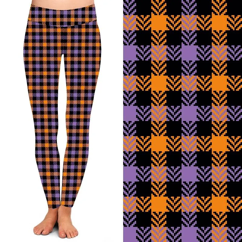 24/7 Full Length Leggings – Purple & Spice Halloween Pattern