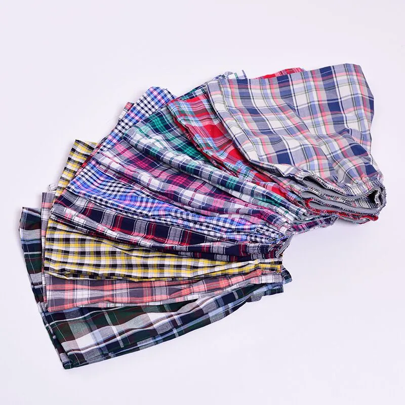 5 Pack Mens Boxer Underwear Cotton Man Shorts Breathable Plaid Flexible Shorts Boxer Male Underpants
