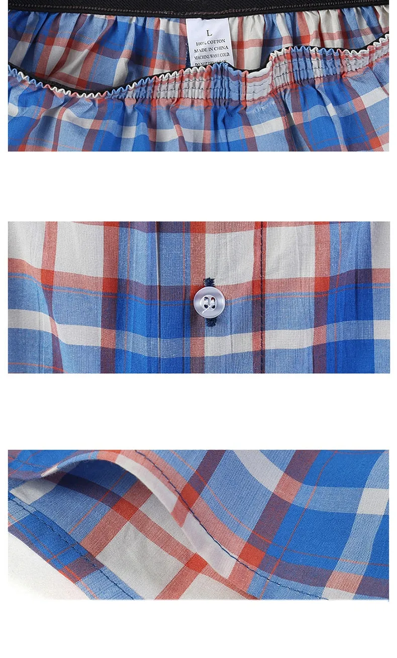 5 Pack Mens Boxer Underwear Cotton Man Shorts Breathable Plaid Flexible Shorts Boxer Male Underpants