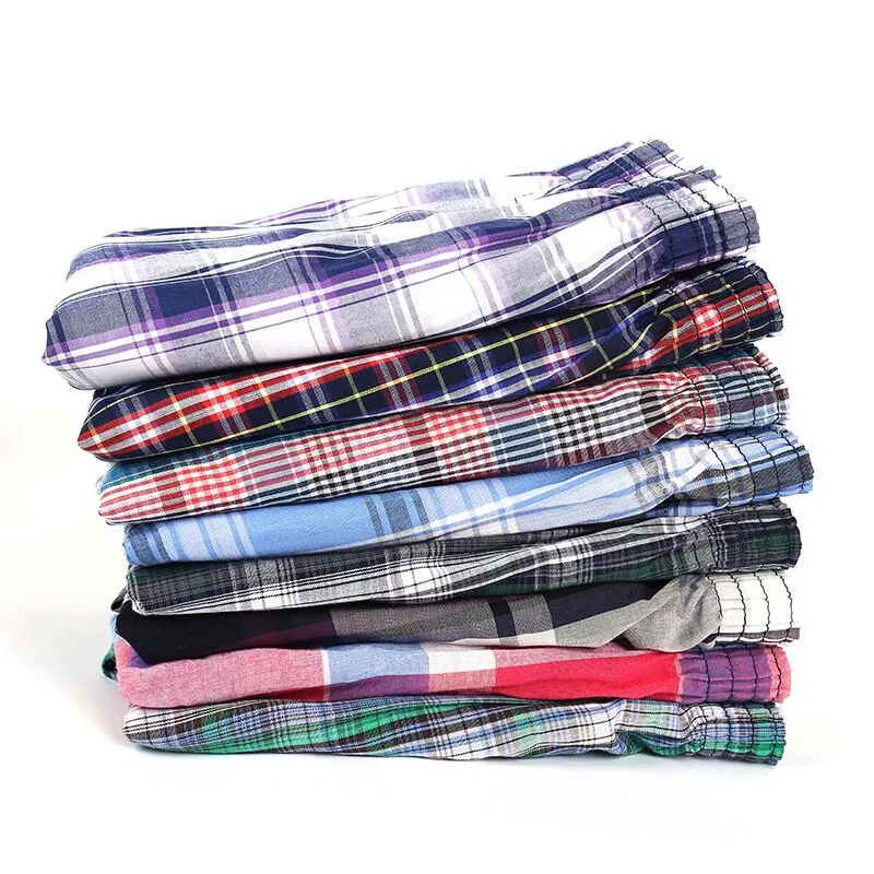 5 Pack Mens Boxer Underwear Cotton Man Shorts Breathable Plaid Flexible Shorts Boxer Male Underpants