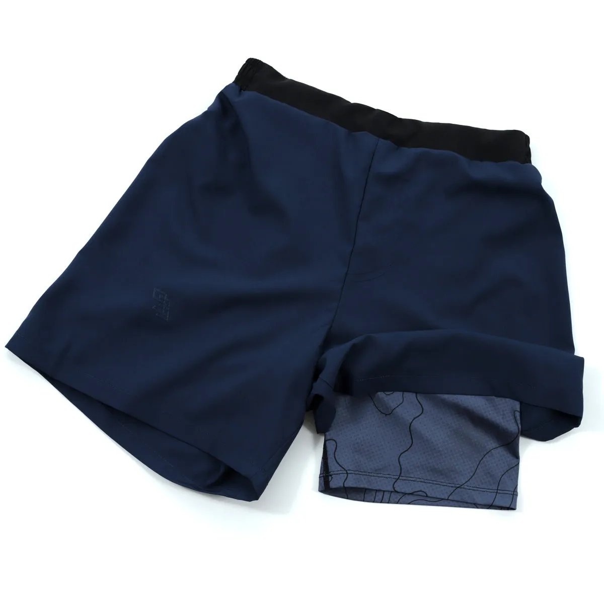 93brand Two-Layer GOD Shorts V5 - Ink Blue "Halftone Topo" Edition