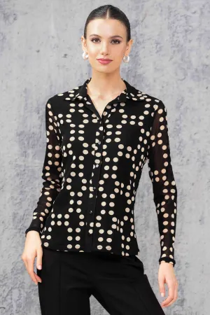 Alison Sheri 44208 Black & Taupe Spot Shirt