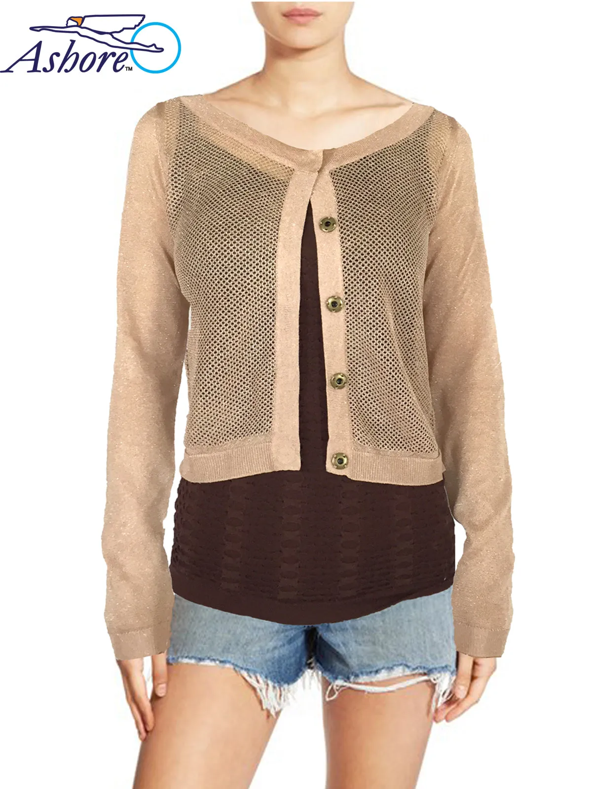 ASHORE WOMENS NET SHORT CARDIGANS