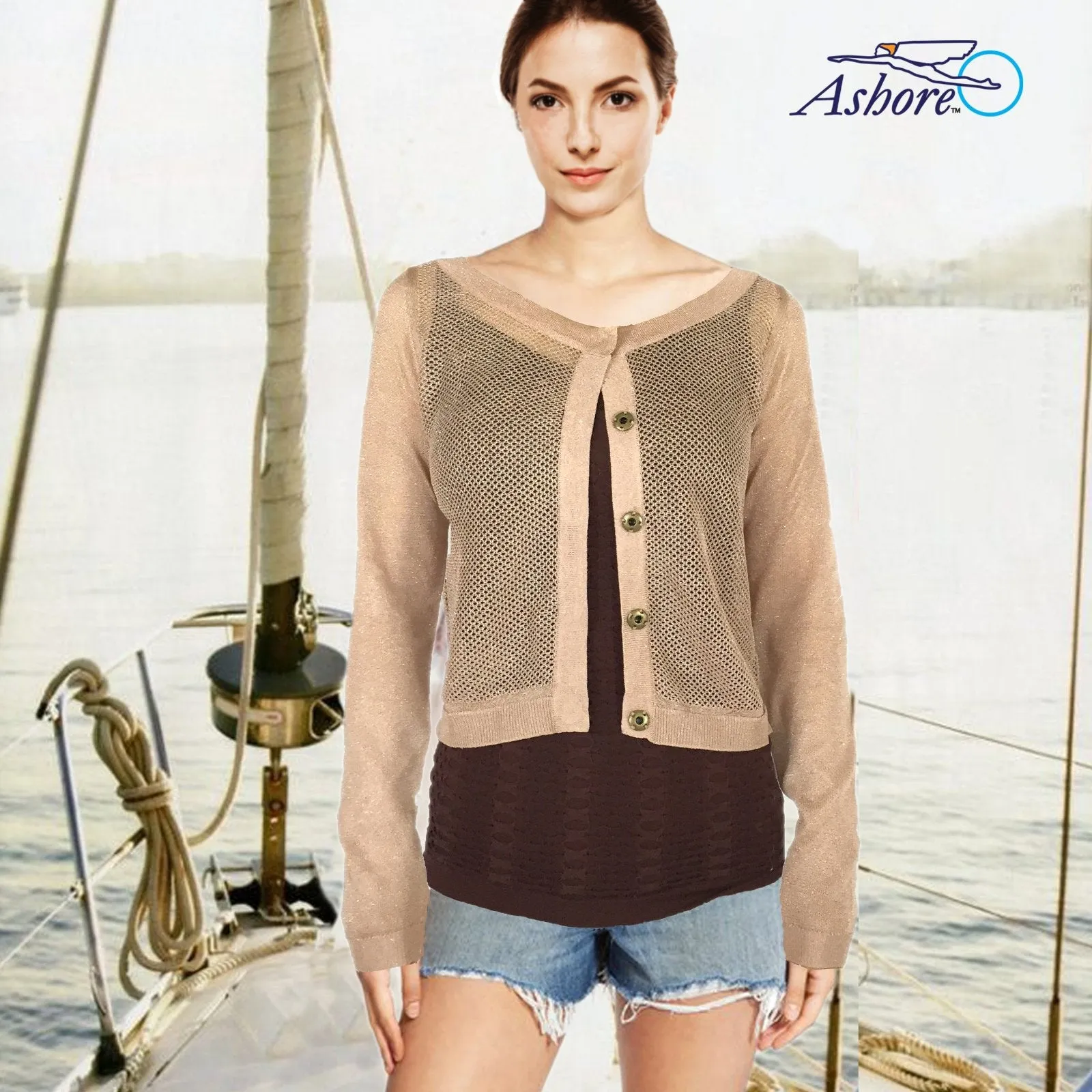 ASHORE WOMENS NET SHORT CARDIGANS