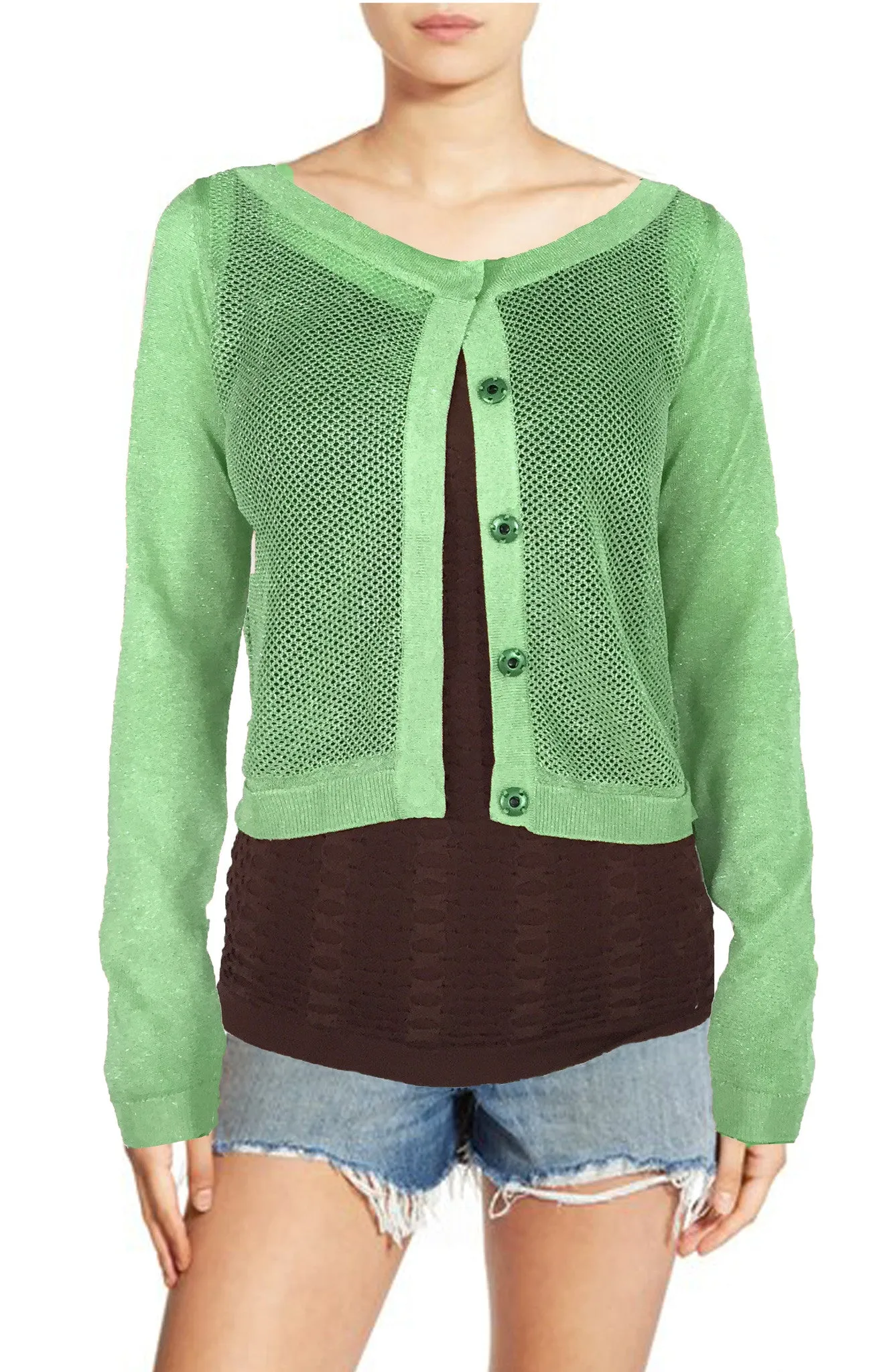 ASHORE WOMENS NET SHORT CARDIGANS