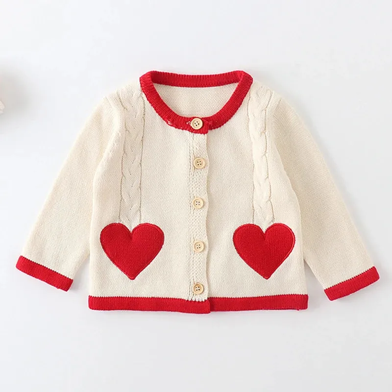 Baby Flowers Embroidered Long Sleeves Knitted Cardigans