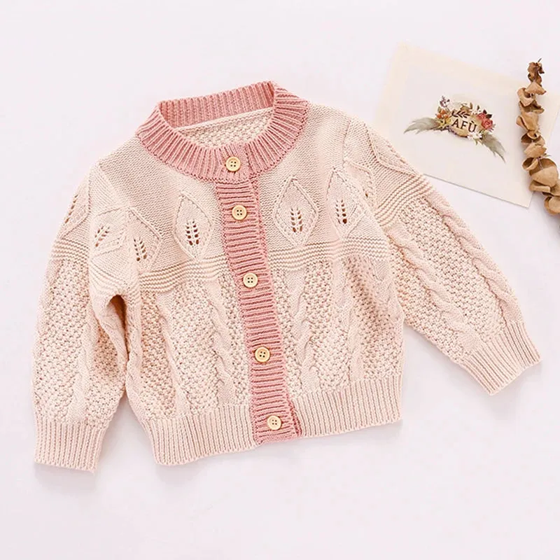 Baby Flowers Embroidered Long Sleeves Knitted Cardigans