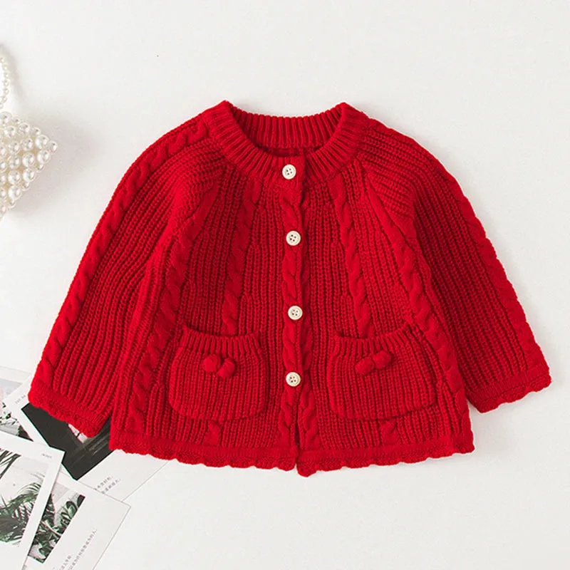 Baby Flowers Embroidered Long Sleeves Knitted Cardigans