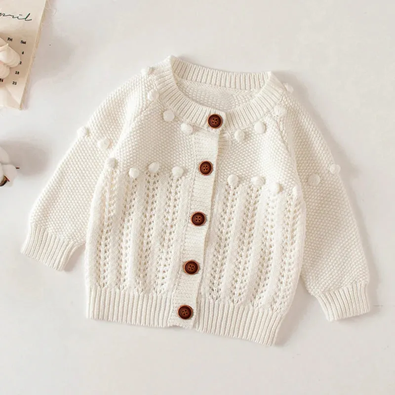 Baby Flowers Embroidered Long Sleeves Knitted Cardigans
