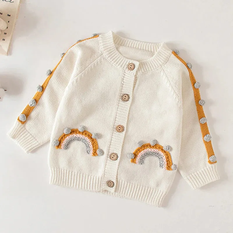 Baby Flowers Embroidered Long Sleeves Knitted Cardigans