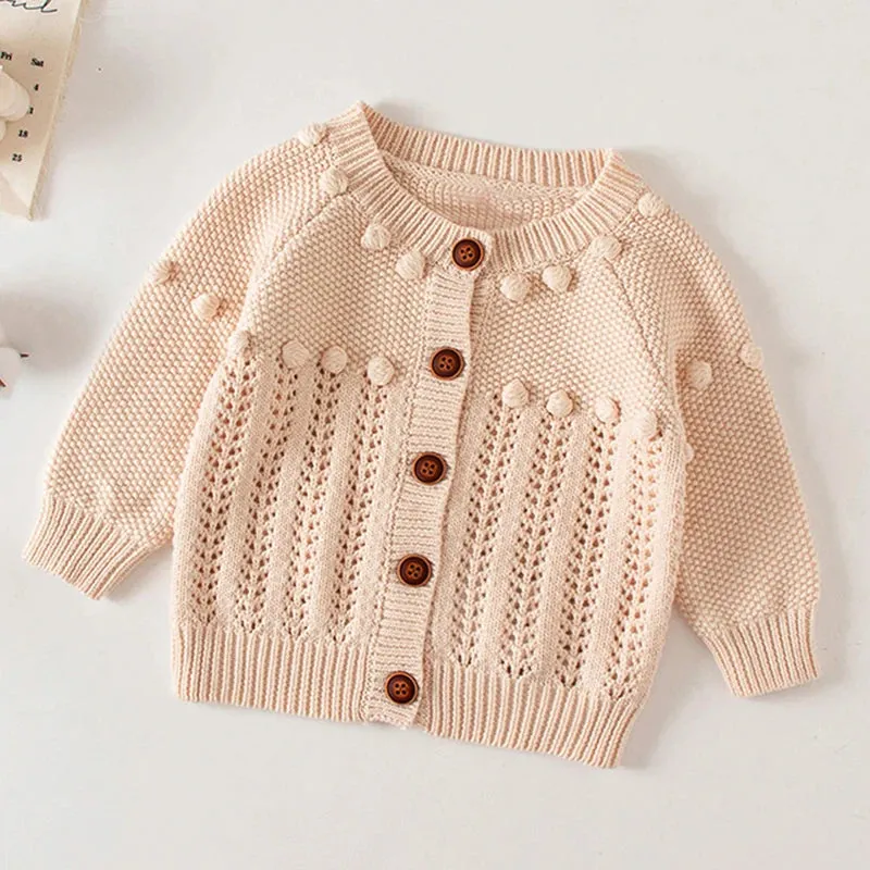 Baby Flowers Embroidered Long Sleeves Knitted Cardigans