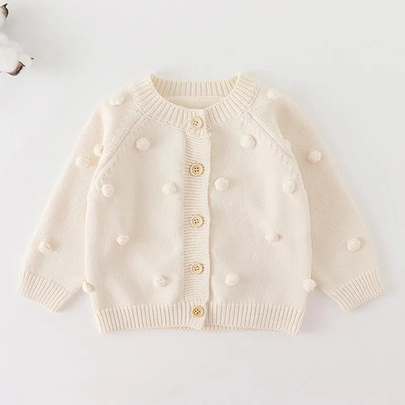 Baby Flowers Embroidered Long Sleeves Knitted Cardigans