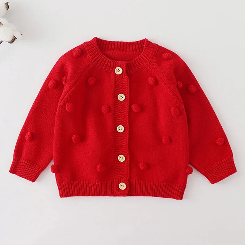 Baby Flowers Embroidered Long Sleeves Knitted Cardigans