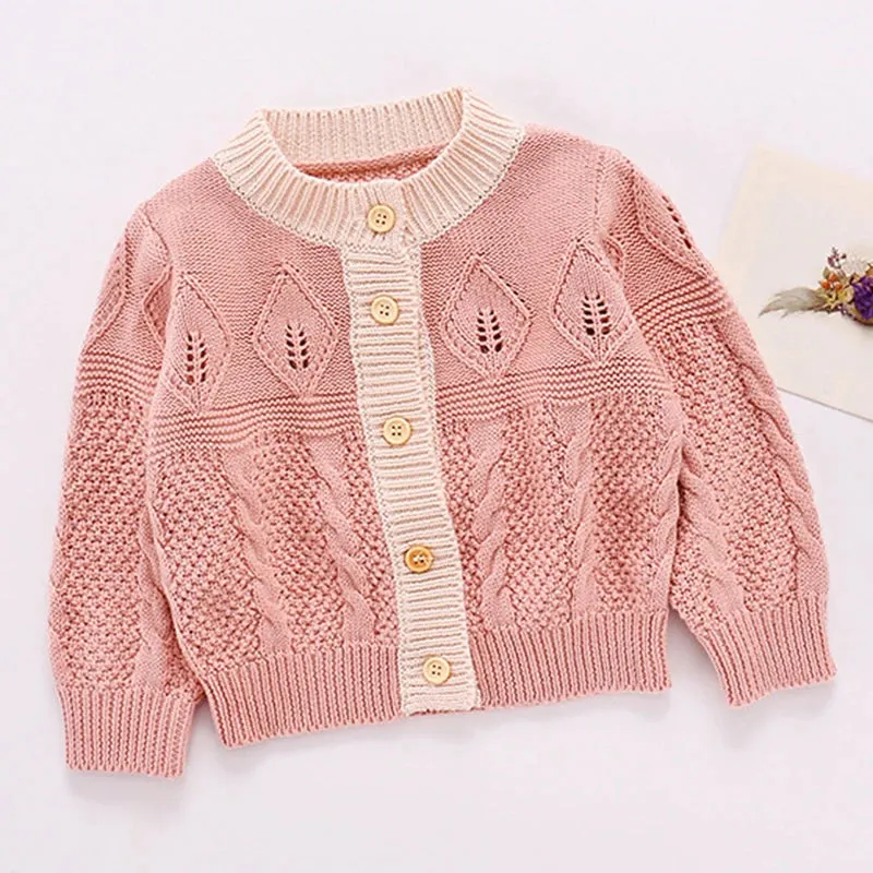 Baby Flowers Embroidered Long Sleeves Knitted Cardigans
