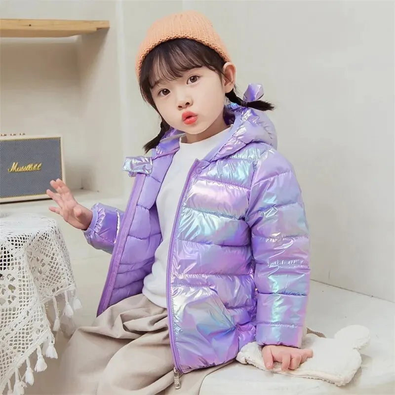 Bear Print Winter Hooded Jackets For Toddler Girls