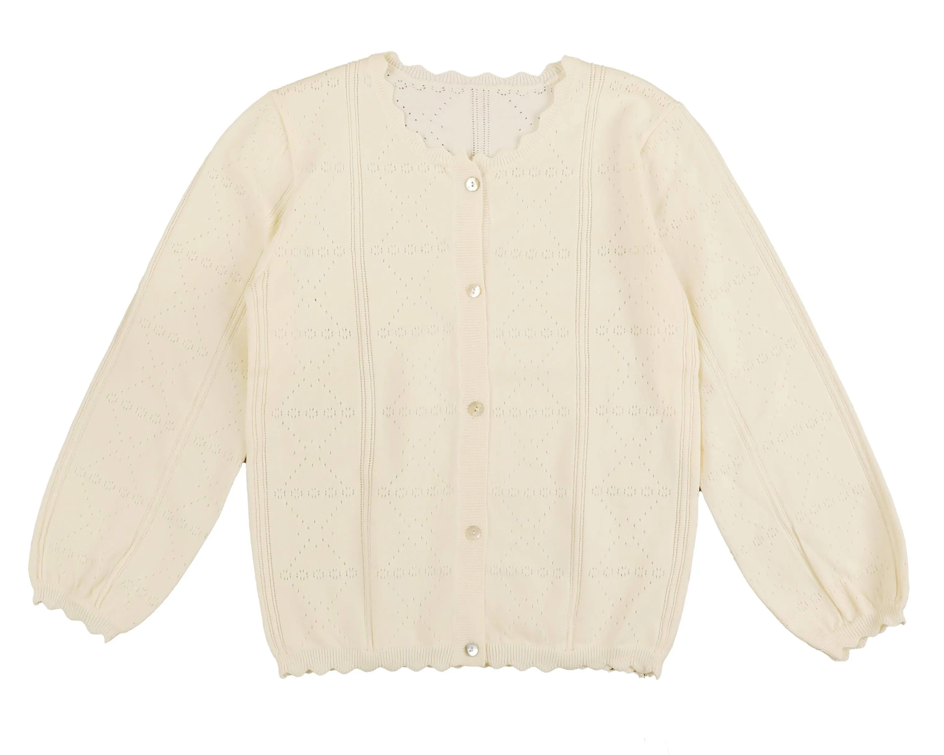 Belati White Pointelle Cardigan