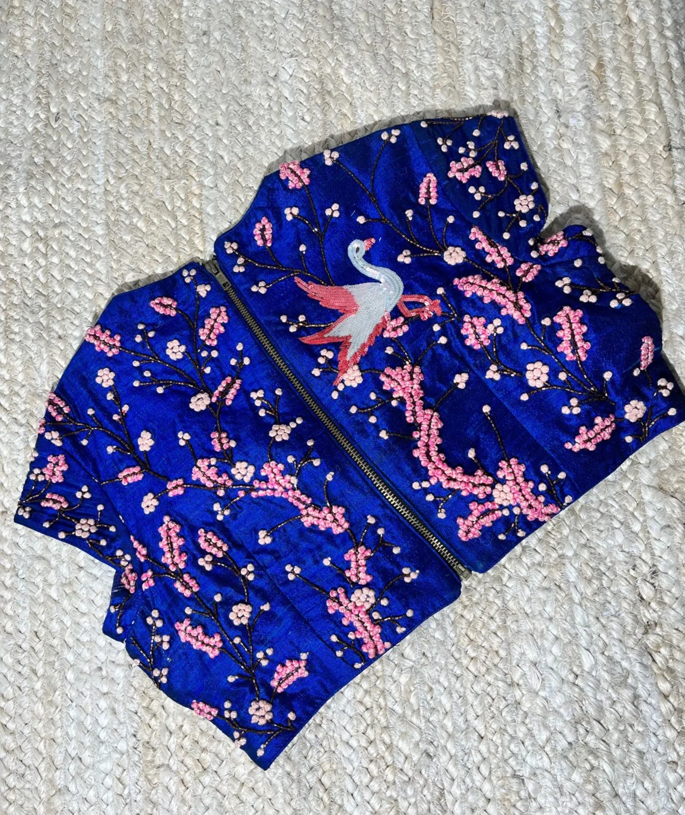 Blue Blouse with Thread & Cutdana Embroidery
