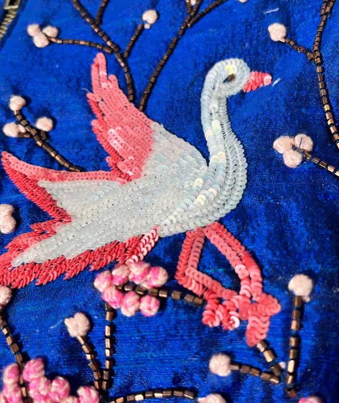 Blue Blouse with Thread & Cutdana Embroidery
