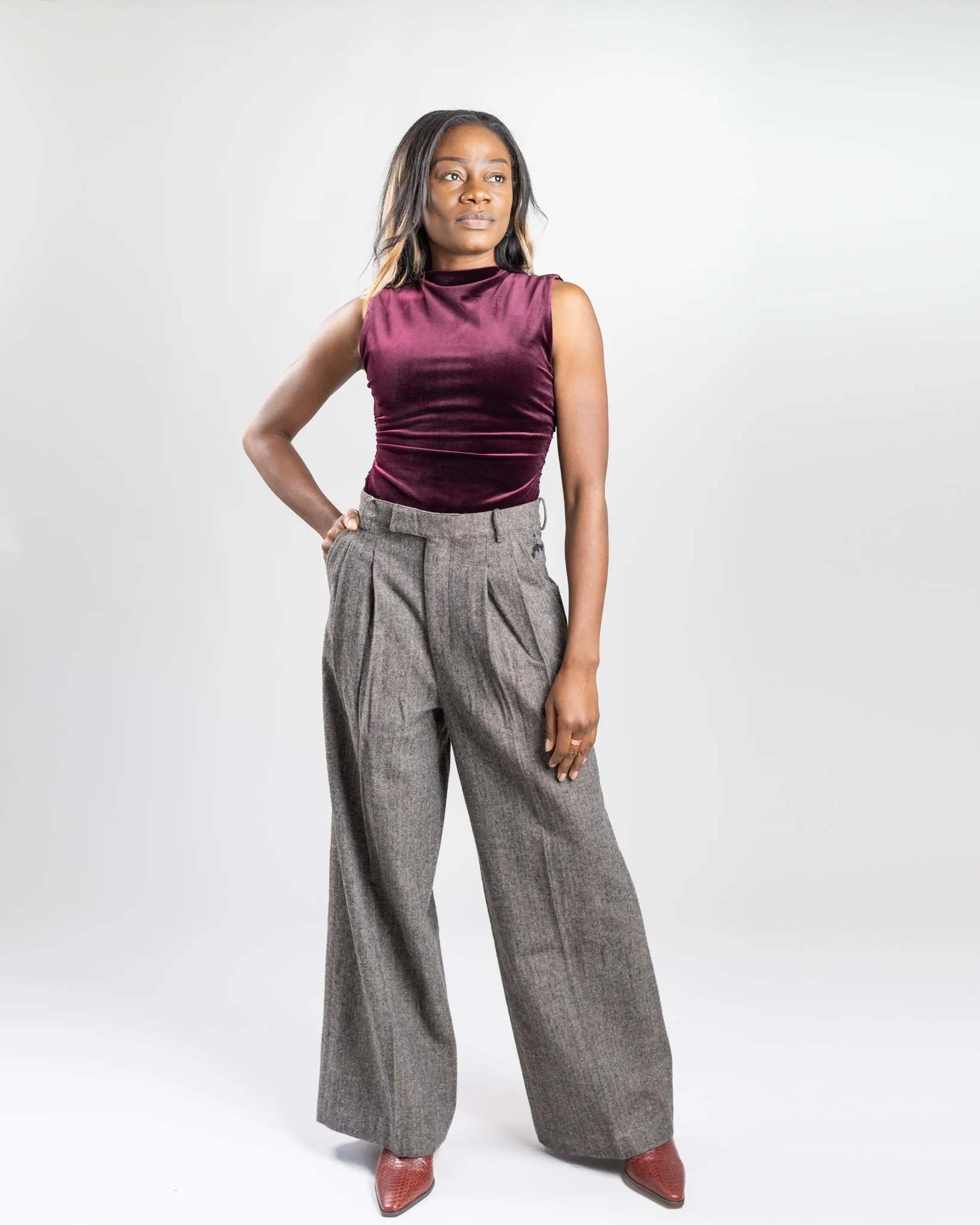 Brown Blue Wide Leg Milani Pant