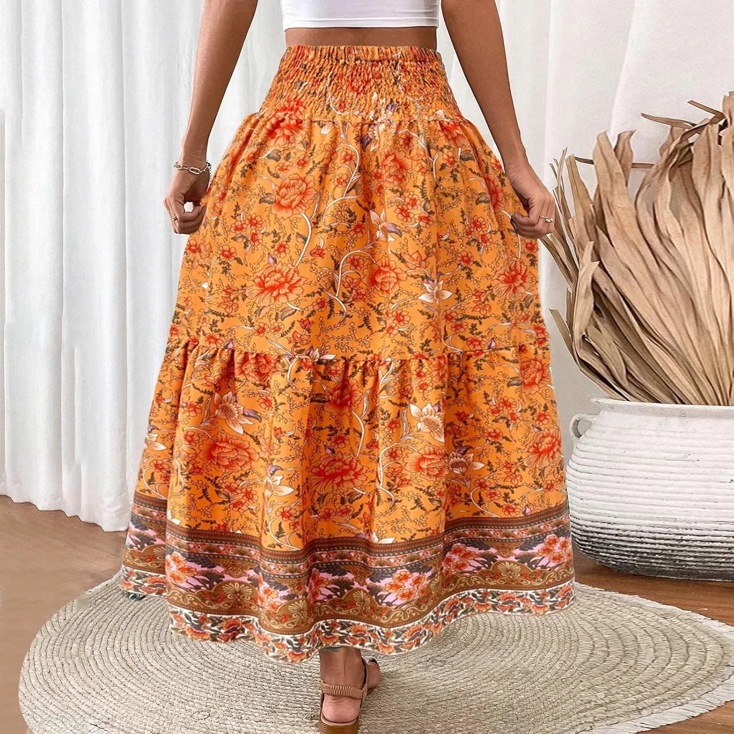 Casual Elegantes Maxi Skirts for Women, 2025 Boho High Waisted Flowy Trendy Long Skirt