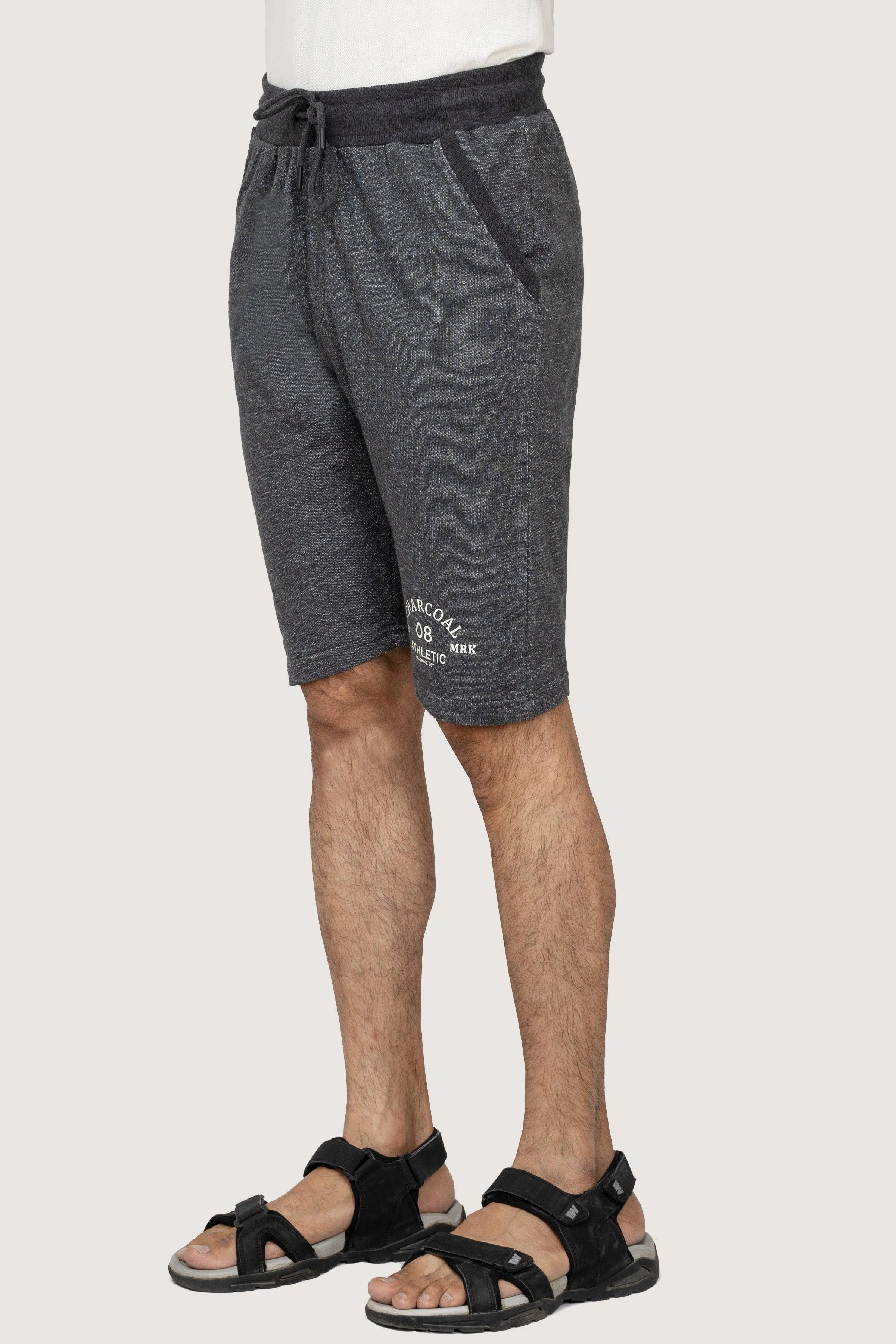 CHAIN YARN REGULAR FIT DARK GREY SHORTS