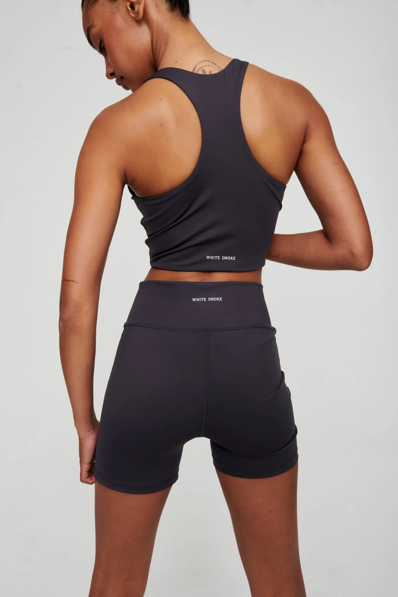 Coal Grey Crossover Waist Shorts