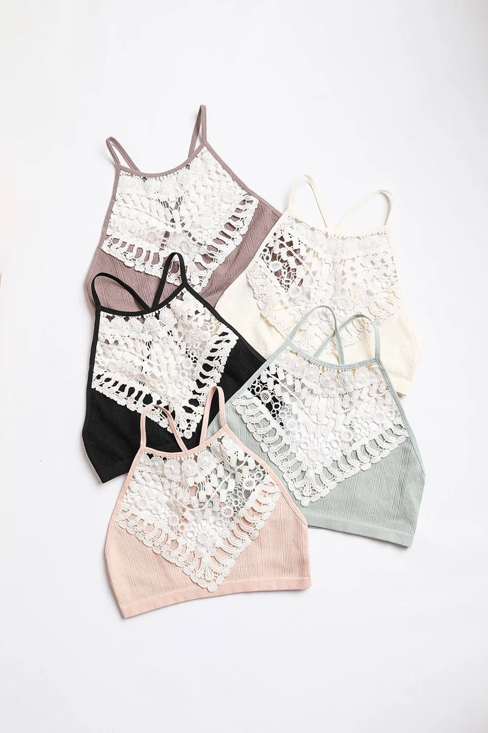 Crochet Lace Halter Bralette Crop Top