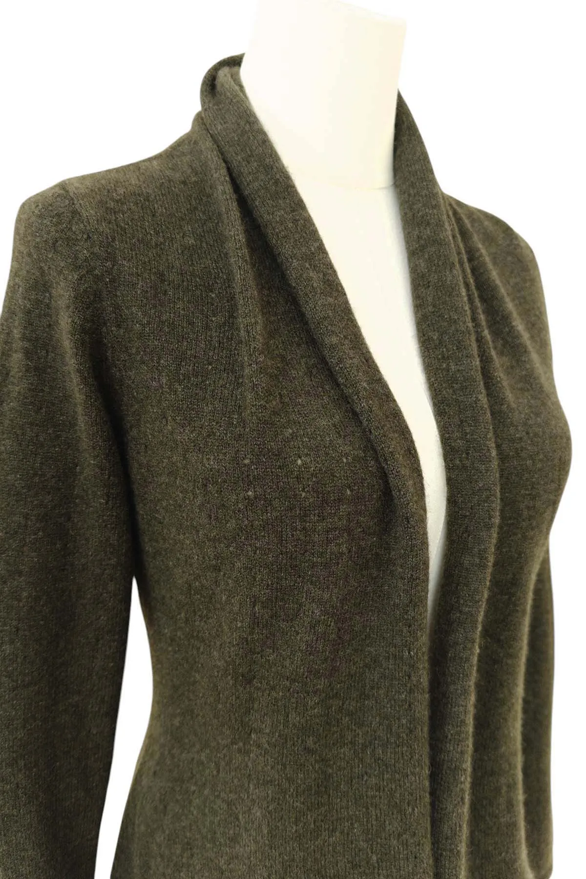 Dark olive green Cashmere Cardigan - Pointelle