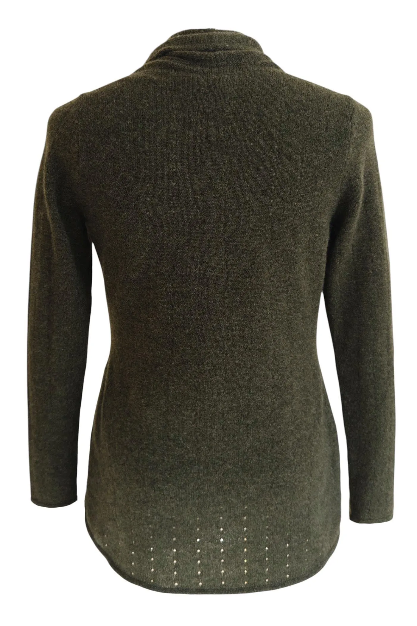Dark olive green Cashmere Cardigan - Pointelle