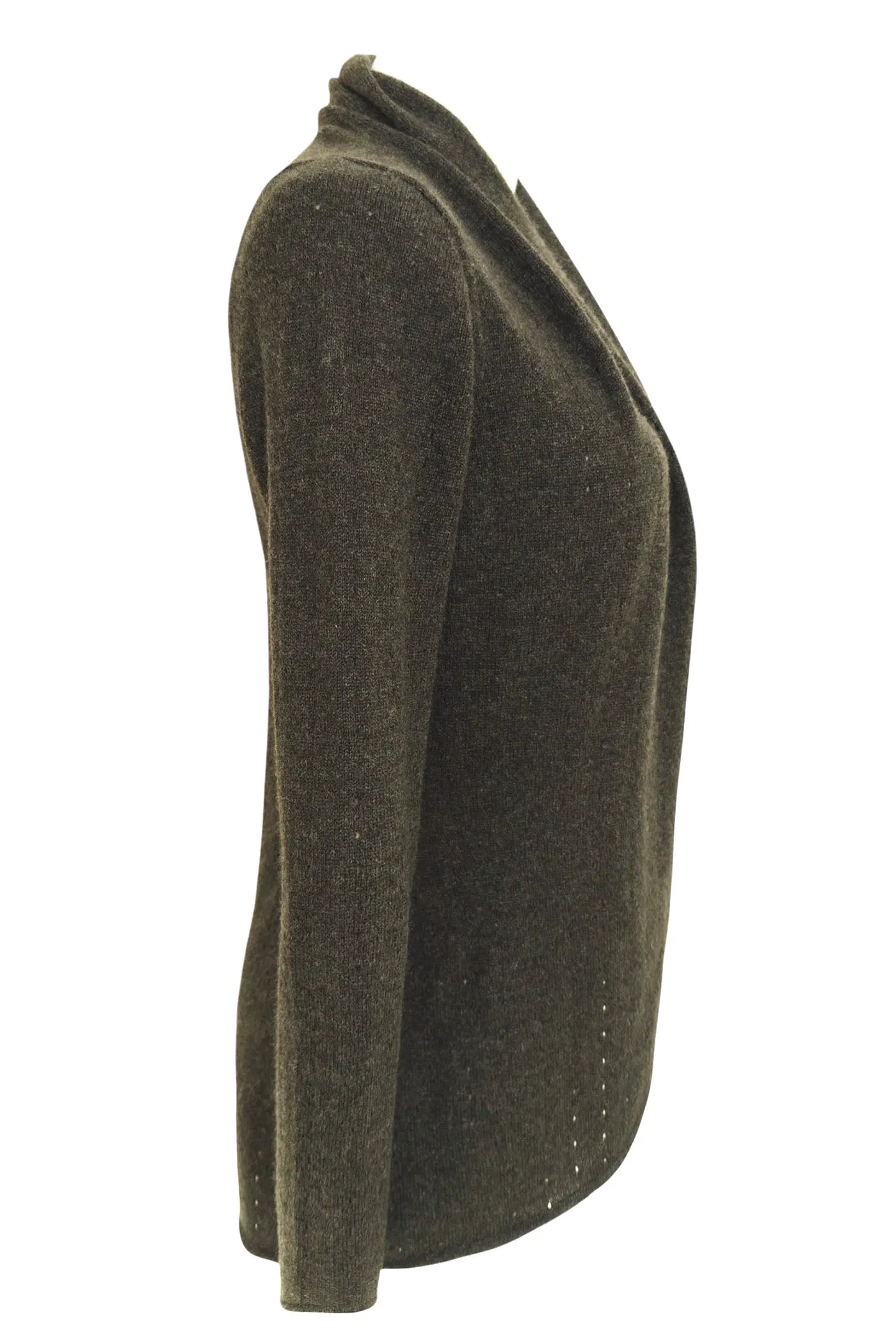 Dark olive green Cashmere Cardigan - Pointelle