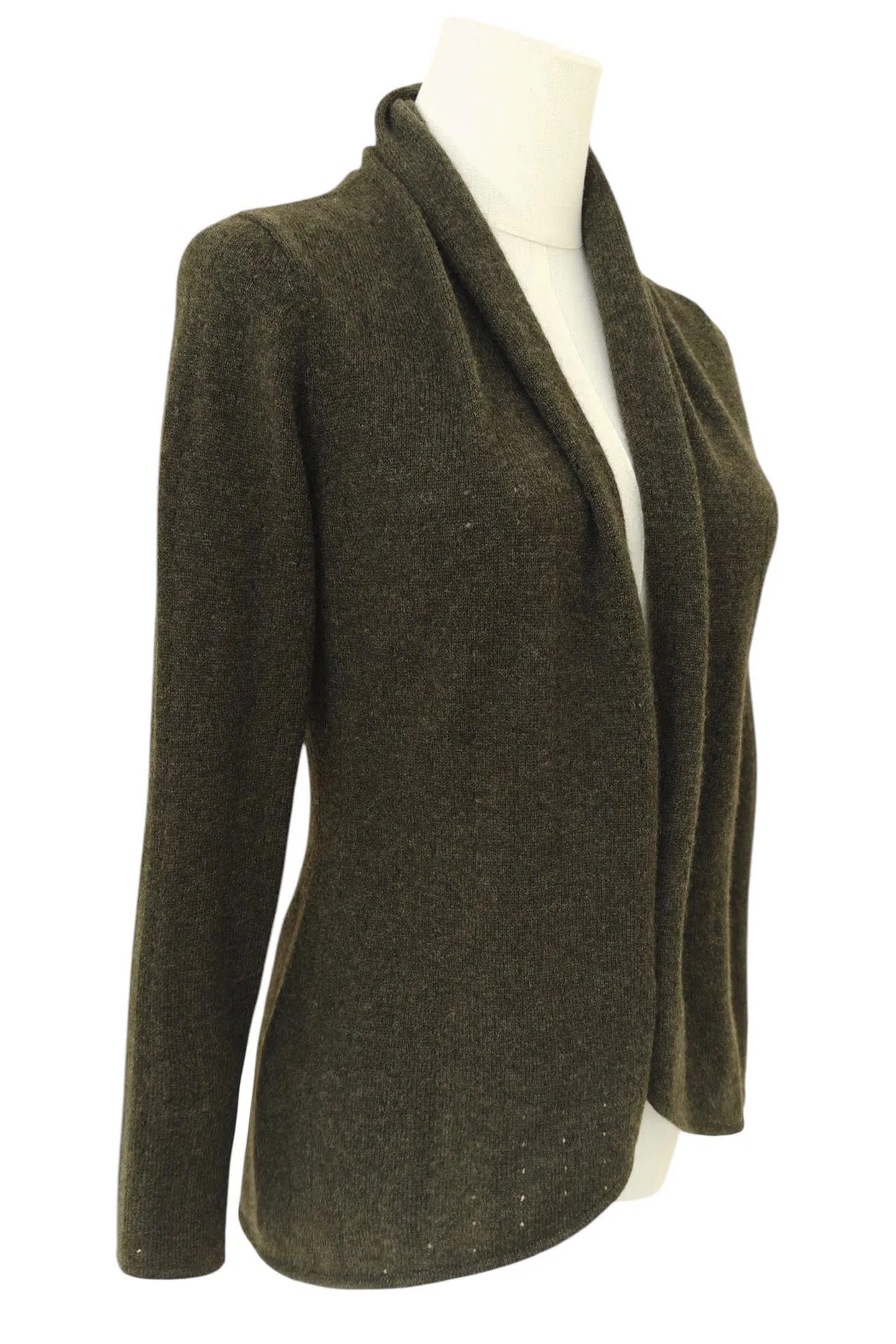 Dark olive green Cashmere Cardigan - Pointelle