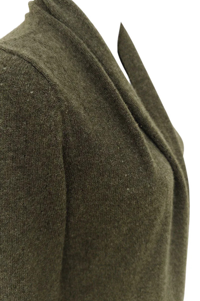 Dark olive green Cashmere Cardigan - Pointelle