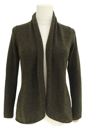 Dark olive green Cashmere Cardigan - Pointelle