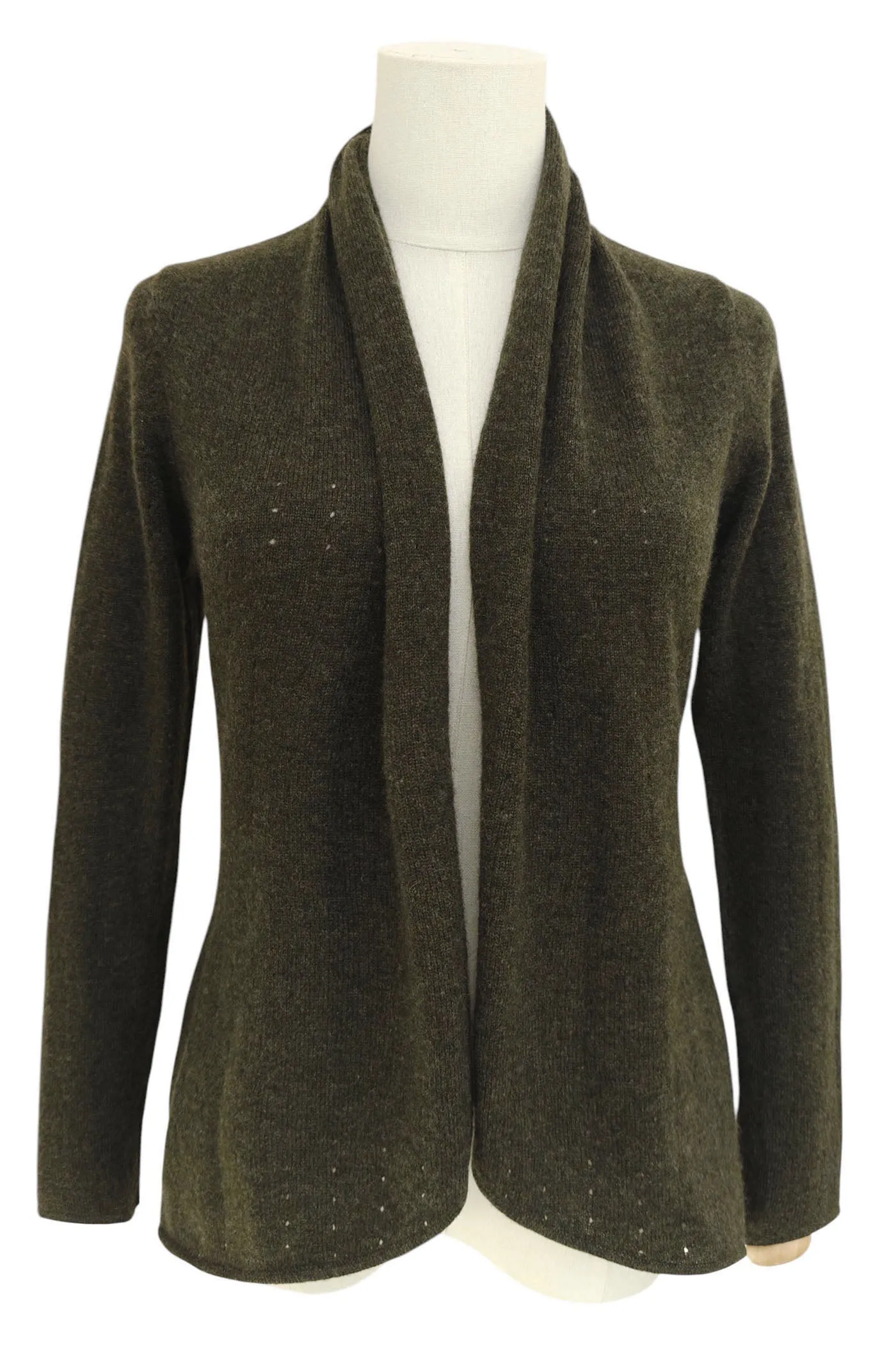 Dark olive green Cashmere Cardigan - Pointelle