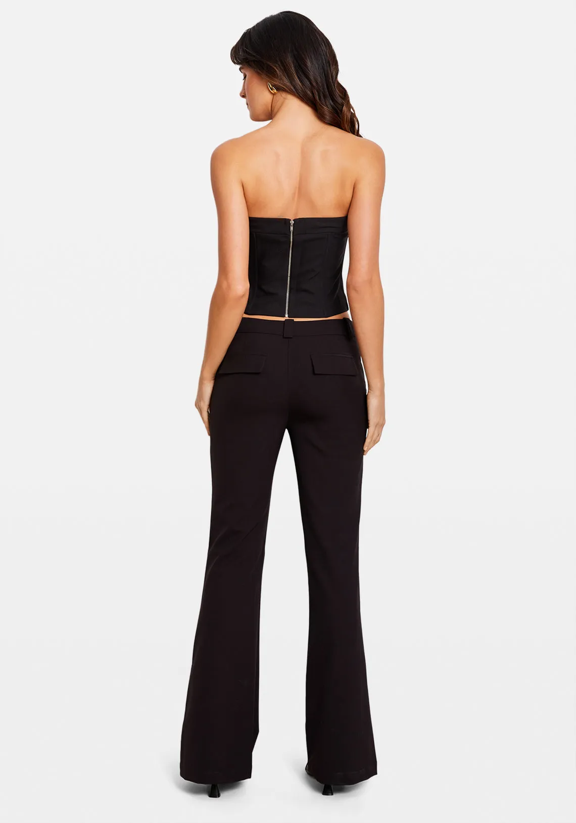 FLARED MID RISE PANT BLACK
