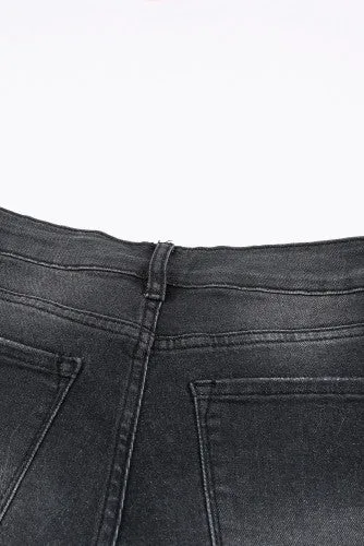 Frayed Jean Shorts - Black
