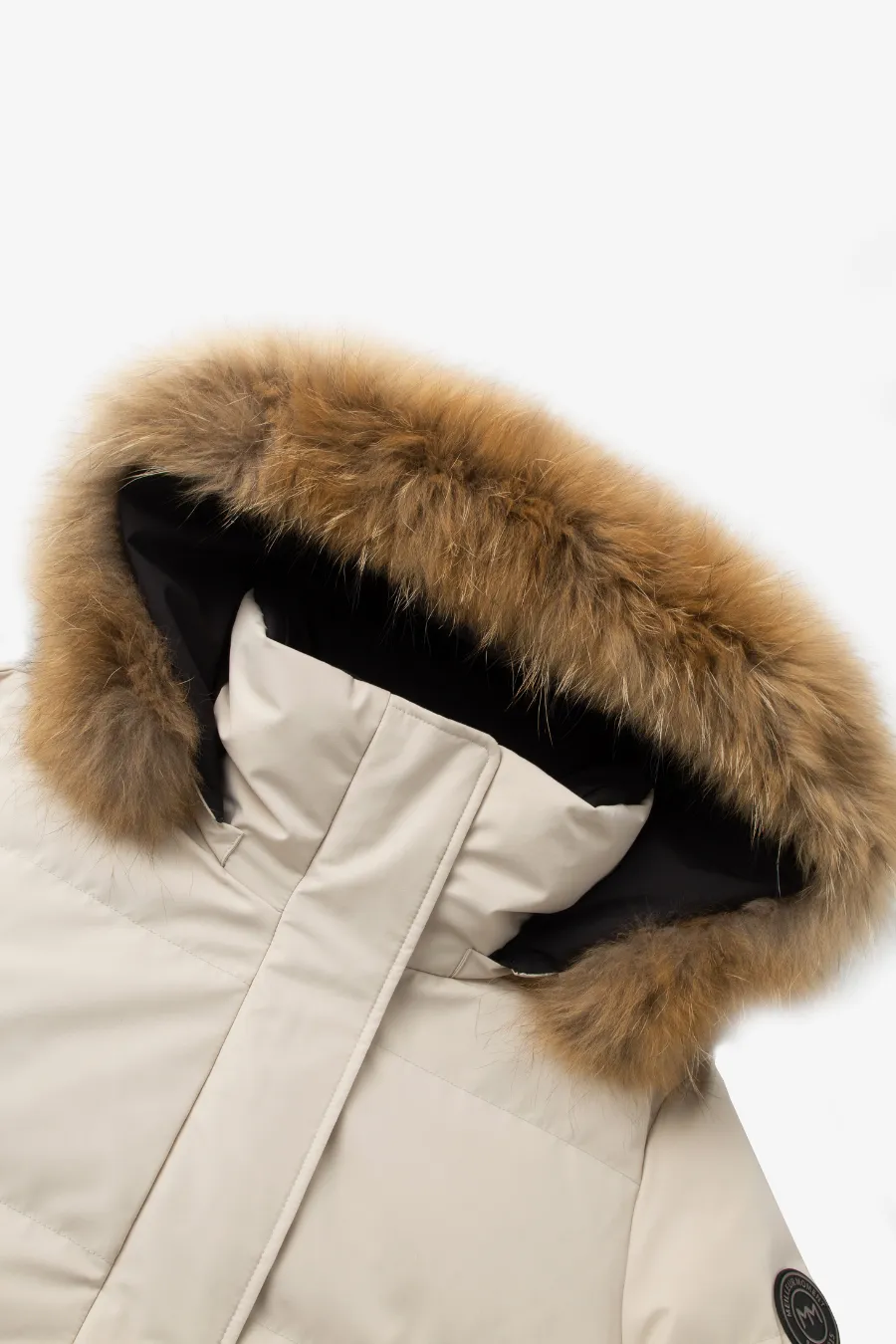 Fur Trimmed Puffer Jacket Beige