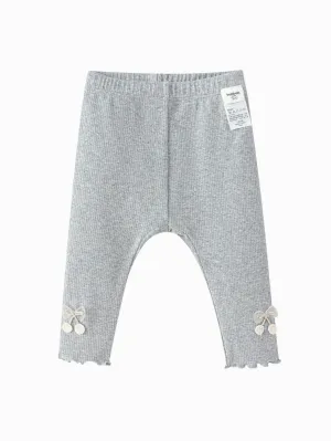 Girl Baby Clothes Light Gray Bow Legging