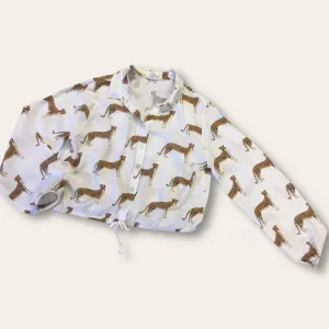 Kelzuki at H&M White Cheetah Print Girls Blouse - Girls 9-10yrs