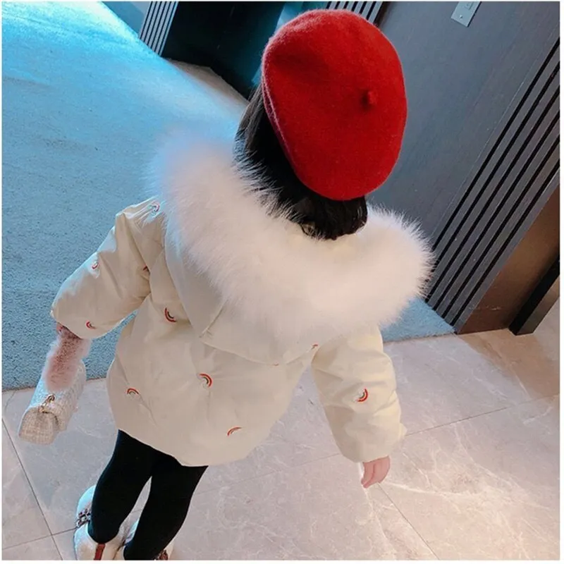 Kids Girls Big Fur Warm Cotton Padded Coat/Jacket