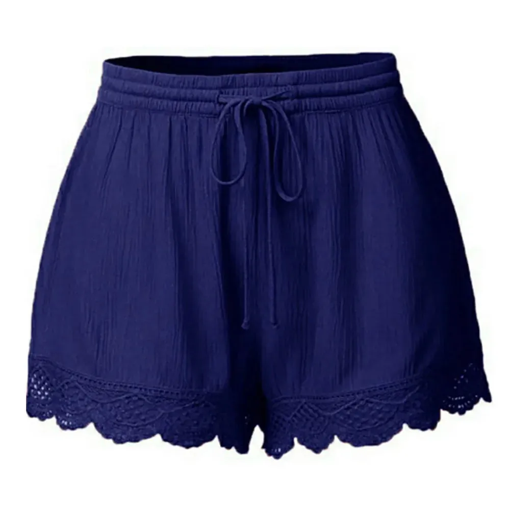 Lace Trim Yoga Shorts
