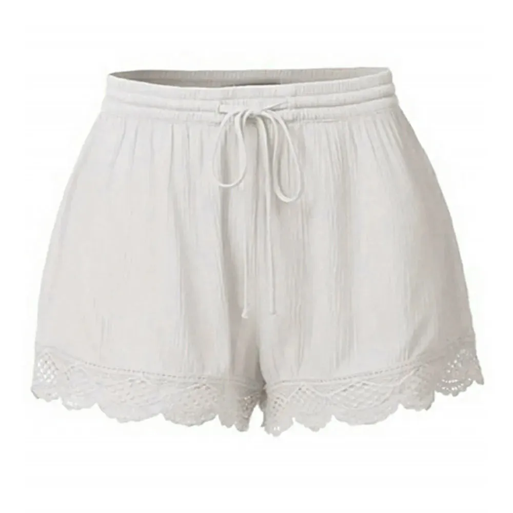 Lace Trim Yoga Shorts