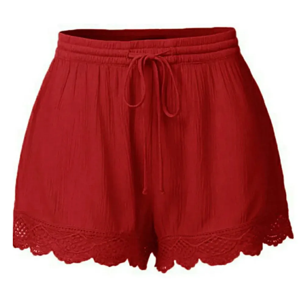 Lace Trim Yoga Shorts
