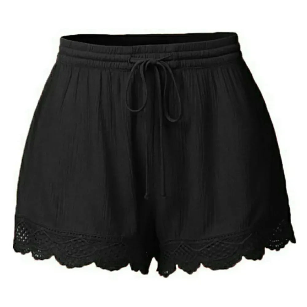 Lace Trim Yoga Shorts