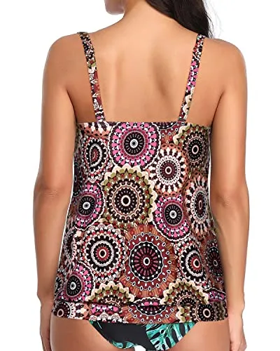 Loose Fit Tankini Swim Top For Women-Mandala