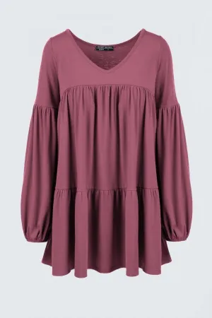 Love So Much Tiered Top in Dusty Rose