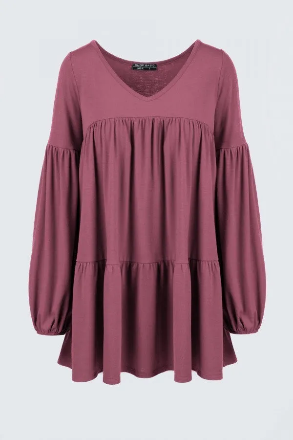 Love So Much Tiered Top in Dusty Rose