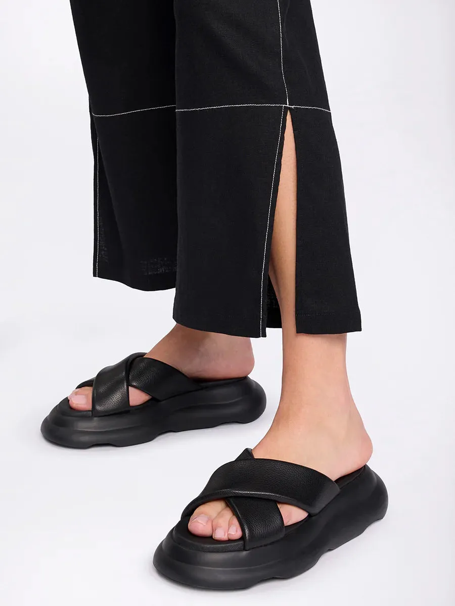 Marco Polo 3/4 Split Hem Pant - Black