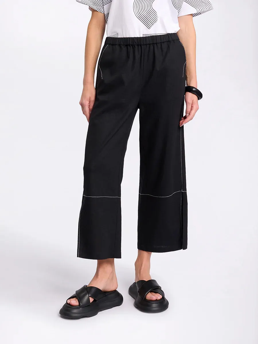 Marco Polo 3/4 Split Hem Pant - Black