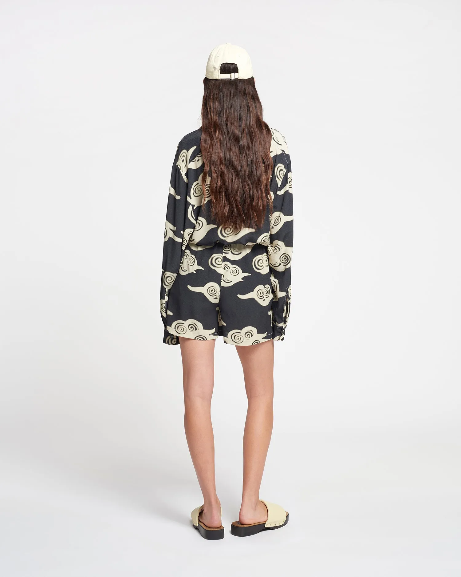 Masami - Printed Crepe Shorts - Cloud Black/Creme